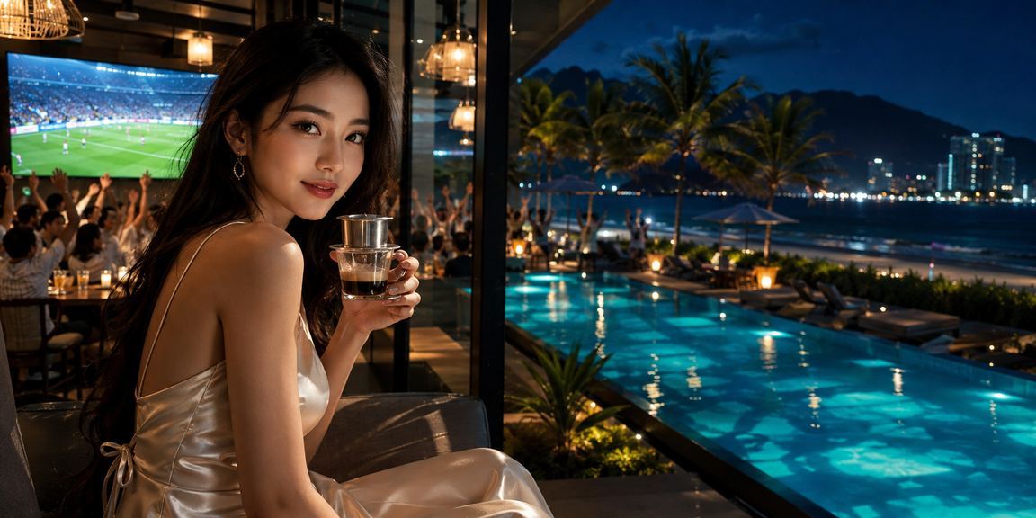Người dùng tại Đà Nẵng đọc điều khoản dịch vụ cá cược trực tuyến tại quán cà phê